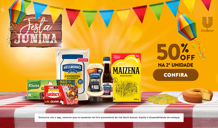 Unilever alimentos 50%  até 15/06
